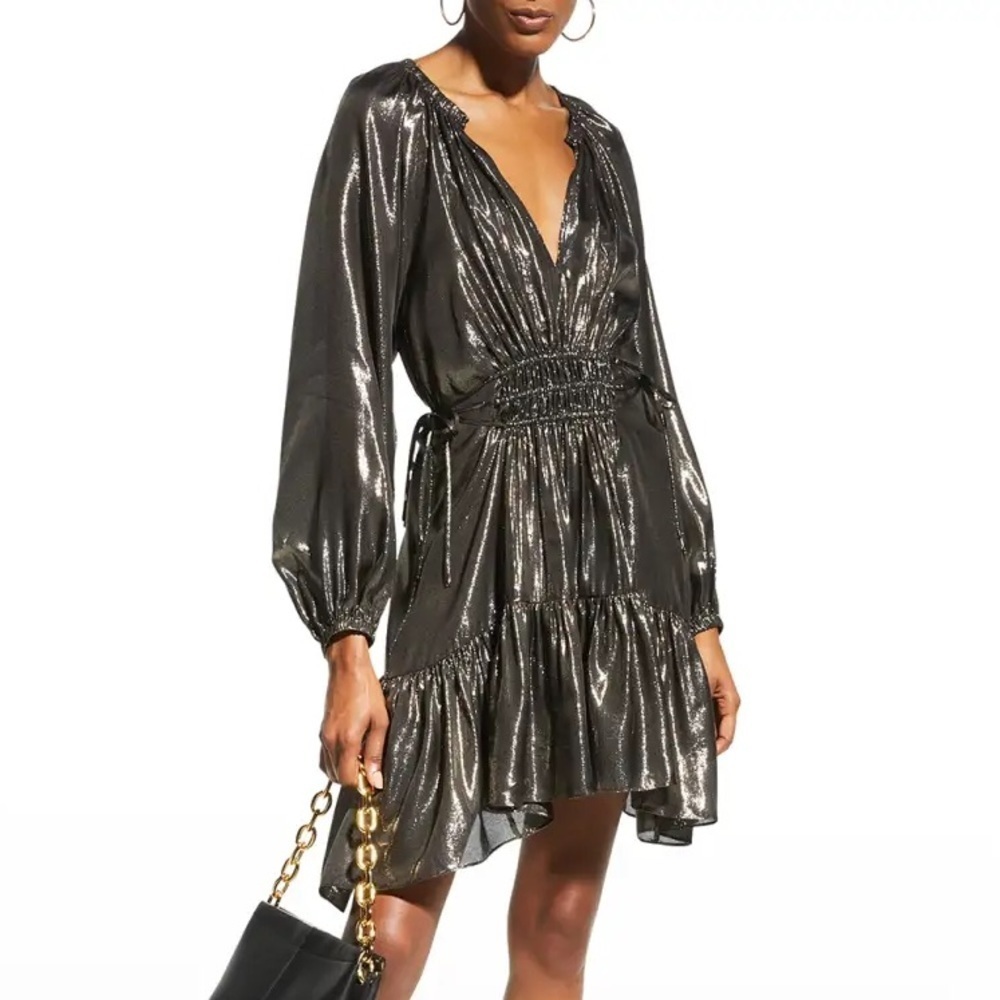 A.L.C. Suri Smocked Metallic Dress